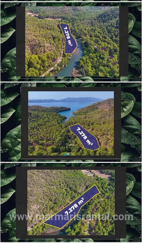 Marmaris Bördübet Bucht mit 7200 m² Kanalfront zur Verfügung stehendes Grundstück