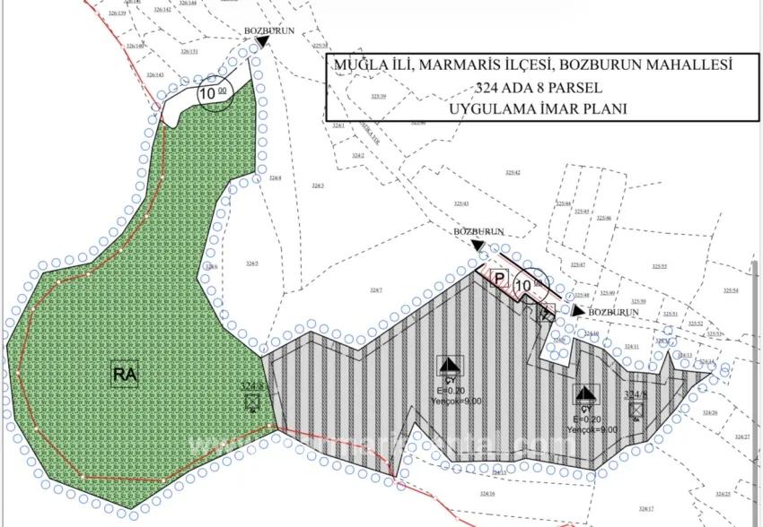 In the Marmaris Bozburun neighbourhood on a 32,000m2 plot of land Berthed yacht mooring place with names allocated