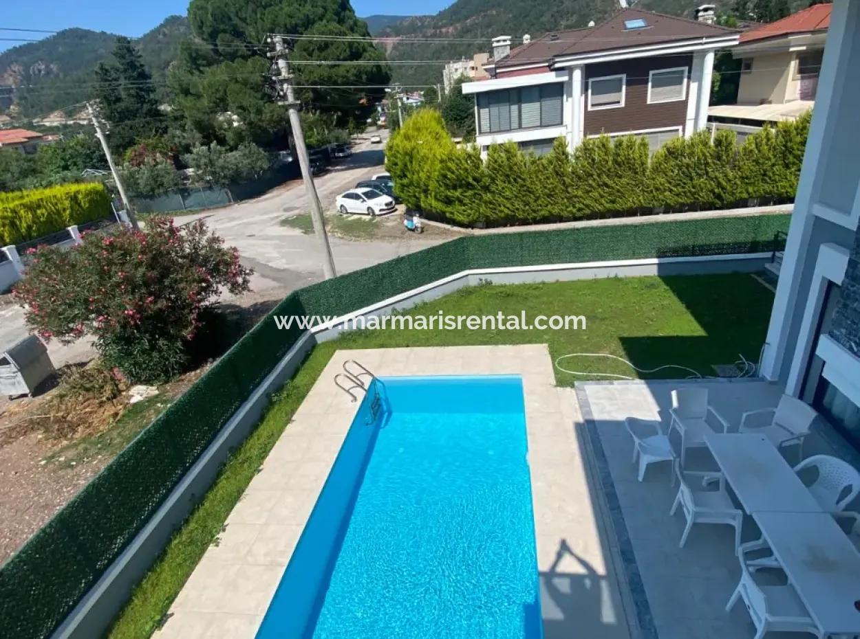 Marmaris Çamdibi 5 1 Fully Detached Pool Furnished Triplex Villa For Rent