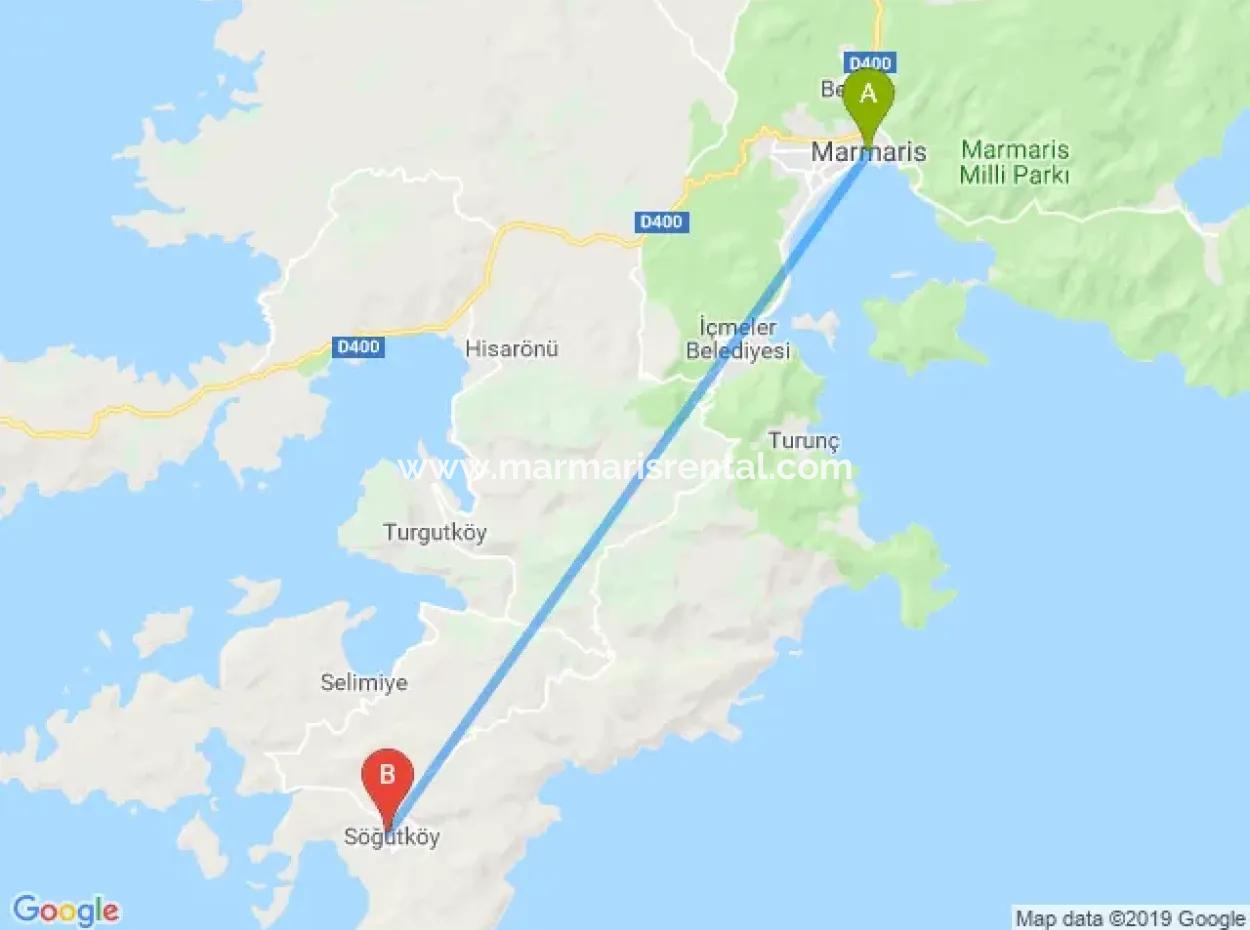 Emlakçıdan Marmaris İlçesi Söğüt Mahallesinde Denize Sıfır 1600 M2 Koy